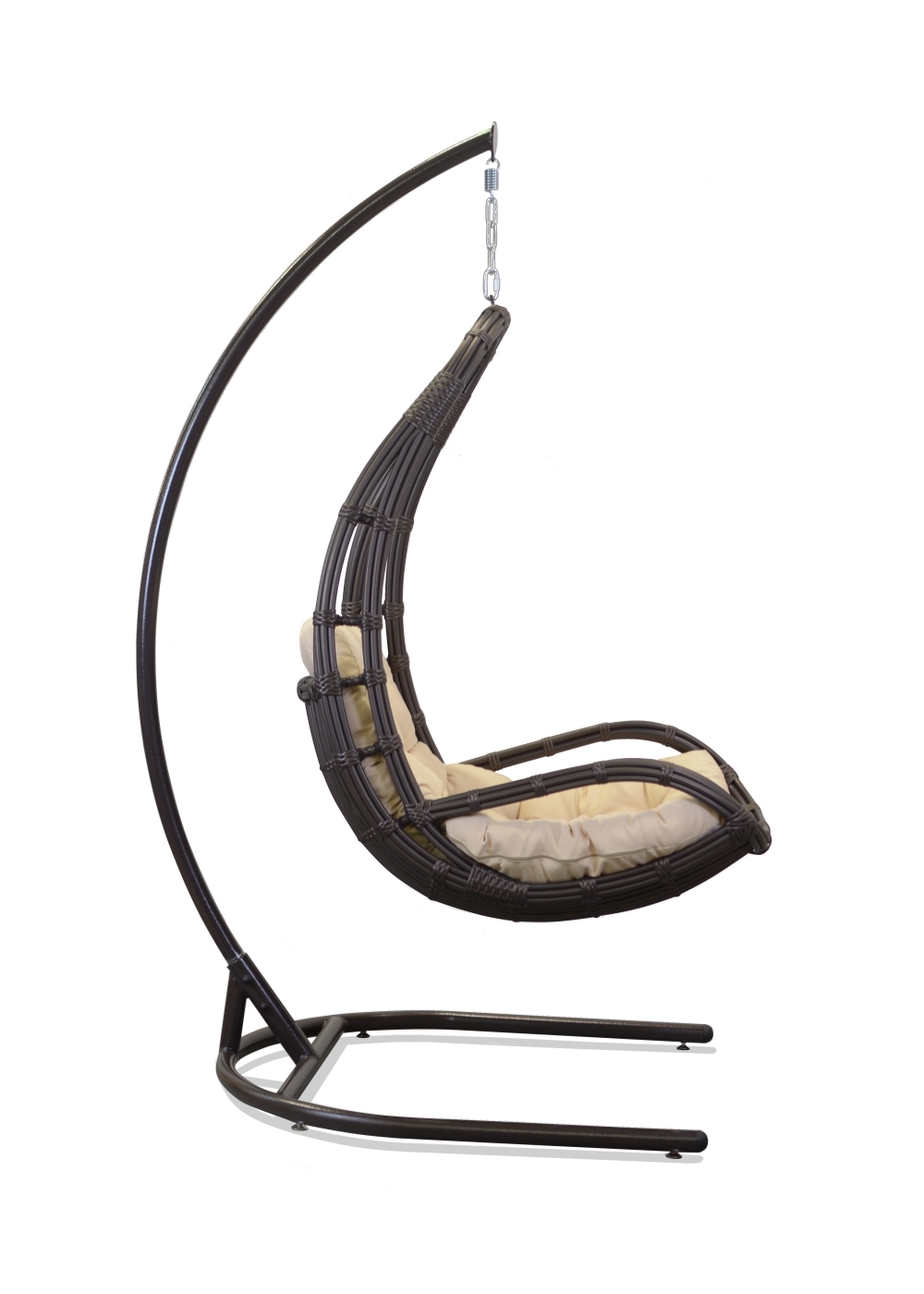 подвесное кресло из искусственного ротанга ДЖОЙ с подлокотниками бронза бок
